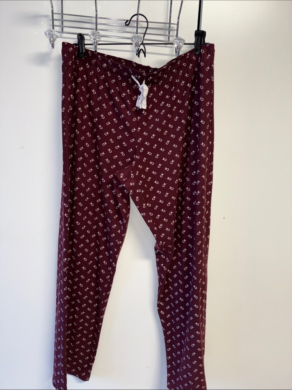 Calvin Klein Maroon Drawstring Printed Joggers